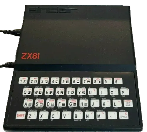 The Sinclair ZX81, black case and membrane keyboard